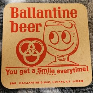 - Ballantine Beer coasters, lot of ten unused